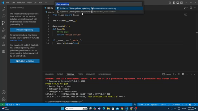 VS Code Source Control tab — changes staged and ready to commit to GitHub
